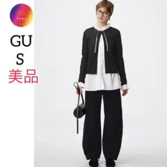 美品✨GU ジーユー　スウェットバレルレッグパンツ　S 黒　スエット　ゆったり