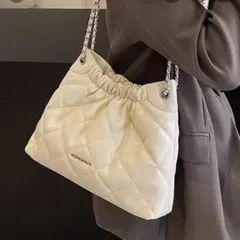 新品✨ホワイト キルティング ショルダーバッグ 2way バック 白 チェーン