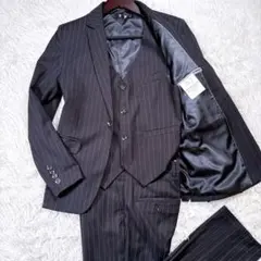 メンズXS⭐️希少　3ピーススーツ上下セットアップ　chorbmark ストライプ