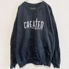 人気 ラブインフェイス ロゴ スウェット クルーネック長袖 【M】黒 綿混のサムネイル