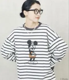 フリークスストア　ディズニー　ミッキーマウス　ロンT ボーダー　黒