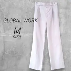 グローバルワーク☆ウツクシルエットテーパードパンツ【M】アイボリー☆ウエストゴム