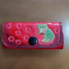 レザーキーケース カエル ハンドメイド
