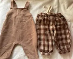 韓国子供服【大人気】茶色　サロペット　ズボン　淡色　90サイズ　2点セット