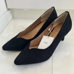未使用◎アズールバイマウジー Ｖカットパンプス Ｓ 黒 スエード moussy