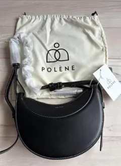 POLEN ブラックレザーショルダーバッグ