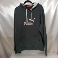 149♪ユーズド★プーマPUMA★プルオンプリントロゴパーカーブラックXLサイズ