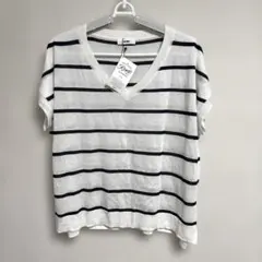 タグ付き新品ロデオクラウンズ ボーダー VネックサマーニットRCWBストライプ