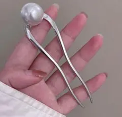 大粒　ヘアアクセサリー　ヘアスティック かんざし シルバー　銀　髪飾り