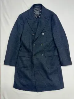 美品 尾州生地 スーツセレクト ロングダブルブレストチェスターコート