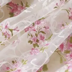 人気★レースカーテン　カーテン　100×200 花柄　ピンク　レース　2枚セット