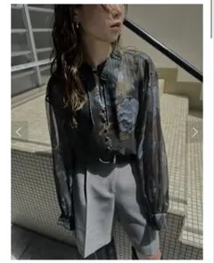 Ameri JACQUARD FLOWER SHEER BLOUSE