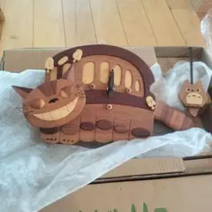 となりのトトロ ねこバス手作り 木製柱時計 - メルカリ