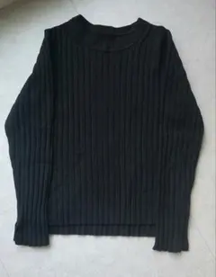 무인 양품 대두 섬유 리브 크루 넥 니트 블랙 M