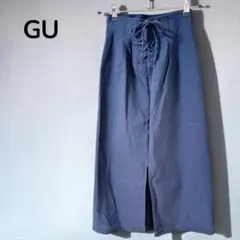 【ジーユーGU】レースアップナローミディースカート　タイトスカート　ブラック