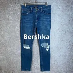 Bershka ベルシュカ ダージ加工 スキニーデニム ブルー 【EUR38】