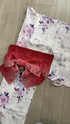 花柄浴衣・赤帯セット