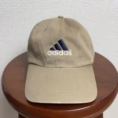 90s adidas キャップ パフォーマンスロゴ Y2K 刺繍 ベージュ