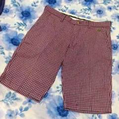 EDWIN GOLF ネイビーと青のチェック柄ハーフパンツ