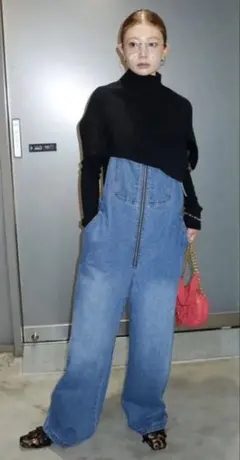 IAMALPHA ケープアンサンブルニット　ブラック