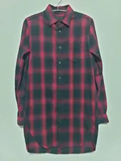 CIVARIZE FUGA ロング丈シャツ 赤と黒のチェック柄ネルシャツ V系のサムネイル
