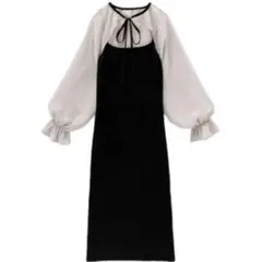 GRL キャミワンピース Mサイズ ブラック シフォン ボレロ ニット キャミ