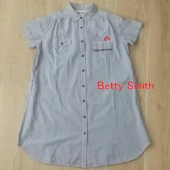 Betty Smithベティスミス 半袖シャツ ワンピース ストライプ サイズM