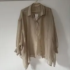 【コカ】シアーシャツ ベージュ　Mサイズ