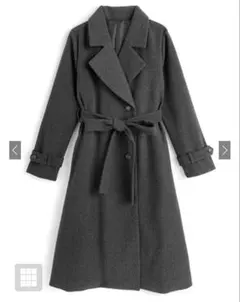 GRL リボンベルト付きロングコート チャコール