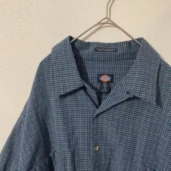 Dickies 半袖シャツ 3XL チェック オープンカラーシャツ
