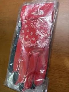 シュプリーム ノースフェイス バンダナ柄 グローブ 手袋 Mサイズ レッド