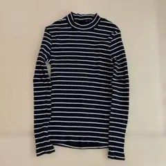 ぽ*丸様 ユニクロ　リズムハイネックカットソー　ボーダー
