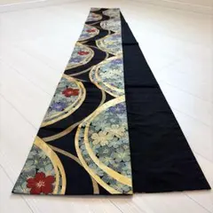 黒 ゴールド スタイリッシュ ラメ 袋帯 花柄 帯 成人式 結婚式