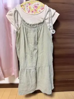 グリーン ティアードワンピース 半袖