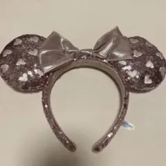 ハート模様 リボン付き カチューシャ ミニーマウス ディズニー ピンク