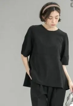 オペーク ドット クリップ ストレッチペプラムブラウス【洗濯機洗い可/防シワ】