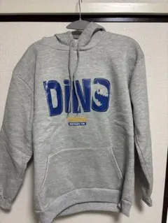 DINO プリント グレー パーカー