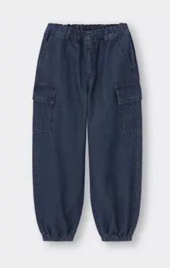 GU デニム ワイド カーゴジョガーパンツ 140cm