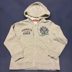 EDWIN キッズ ジップアップパーカー グレー
