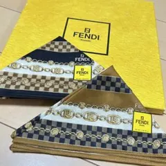 FENDI フェンディ　ズッカ柄 ハンカチ　ロゴ　チェック柄　2枚セット