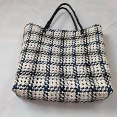 チェック柄かごバッグ