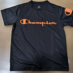 Champion 黒 Tシャツ オレンジロゴ