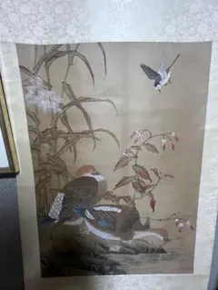 作者不詳 花鳥画 掛軸 原好秀？青泉 紙本 - メルカリ