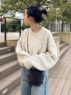 Ungrid カラーモヘア混ルーズニット　アイボリー