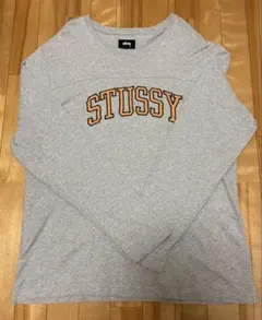 STUSSY 長袖アーチロゴ　ロンT グレー　Lサイズ