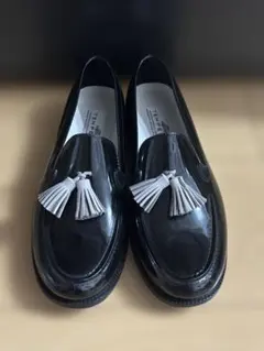 TEMPERATE黒タッセル付きローファー　レインシューズ　雨晴れ兼用