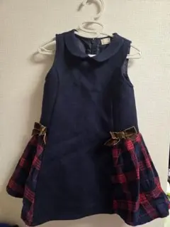 プティマイン ネイビー チェック柄 ワンピース