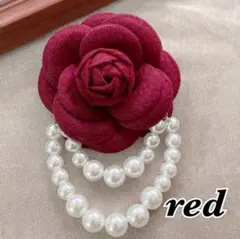 レッド◎コサージュ パールブローチ 卒業式 入学式 パーティー ジャケット