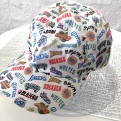 희귀 상태좋음 Mitchell & Ness NBA ロゴ総柄 ダッドキャップ