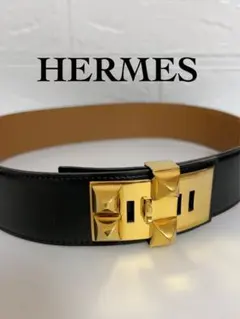 HERMES エルメス コリエ・ド・シアン ベルト ◯X刻印 74 ブラック